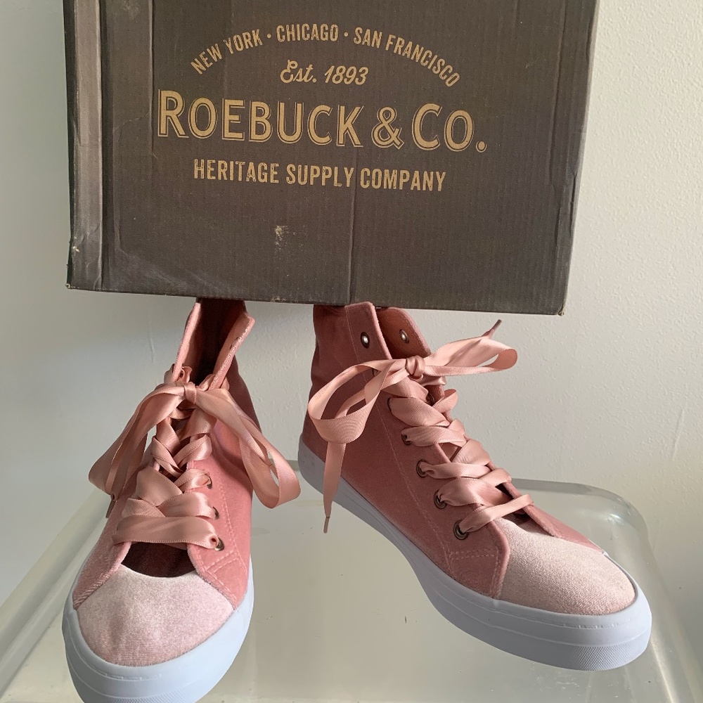 Roebuck & Co Pink Velvet Hi Tops